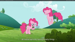 Size: 1920x1080 | Tagged: safe, screencap, pinkie pie, g4, too many pinkie pies, clone, pinkie clone, youtube caption