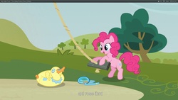 Size: 1920x1080 | Tagged: safe, screencap, pinkie pie, g4, too many pinkie pies, axl rose, youtube caption