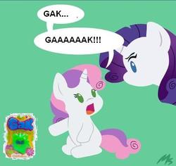 Size: 443x419 | Tagged: safe, edit, rarity, sweetie belle, g4, gak, nickelodeon