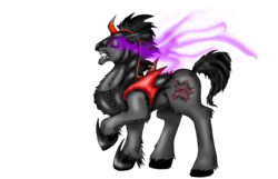 Size: 900x578 | Tagged: safe, artist:zeralu, king sombra, pony, unicorn, g4, fangs, glowing eyes, gritted teeth, hoof shoes, male, open mouth, simple background, solo, stallion, transparent background