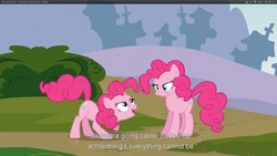 Size: 1920x1080 | Tagged: safe, screencap, pinkie pie, g4, too many pinkie pies, clone, pinkie clone, youtube caption