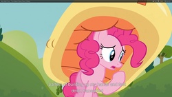 Size: 1920x1080 | Tagged: safe, screencap, pinkie pie, g4, too many pinkie pies, youtube caption