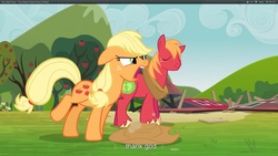 Size: 1920x1080 | Tagged: safe, screencap, applejack, big macintosh, earth pony, pony, g4, my little pony: friendship is magic, too many pinkie pies, god, male, stallion, youtube caption