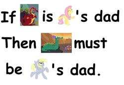 Size: 1118x764 | Tagged: safe, basil, crackle, derpy hooves, fluttershy, dragon, friendship is witchcraft, g4, comic sans, text