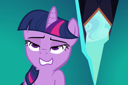 Size: 960x640 | Tagged: safe, edit, edited screencap, screencap, twilight sparkle, pony, g4, the crystal empire, female, inverted mouth, mid-blink screencap, solo