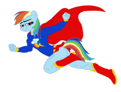 Size: 900x683 | Tagged: safe, artist:natter45, rainbow dash, anthro, g4, cosplay, male, superman, supermare