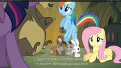 Size: 1920x1080 | Tagged: safe, screencap, fluttershy, rainbow dash, spike, twilight sparkle, dragon, g4, too many pinkie pies, male, youtube caption