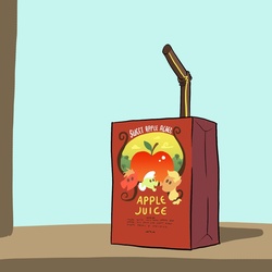 Size: 800x800 | Tagged: safe, artist:askthejuicebox, artist:docwario, applejack, big macintosh, granny smith, oc, oc:juice box, g4, apple juice, drink, juice, juice box, sweet apple acres