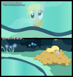 Size: 1500x1575 | Tagged: safe, artist:foxy-noxy, derpy hooves, pegasus, pony, g4, cave, cave pool, comic, female, mare, mirror pool, muffin