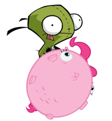 Size: 785x850 | Tagged: safe, pinkie pie, earth pony, pony, g4, balloonie pie, crossover, gir, inflation, invader zim, photoshop, spherical inflation