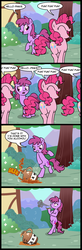 Size: 656x2000 | Tagged: safe, artist:madmax, berry punch, berryshine, pinkie pie, earth pony, pony, g4, too many pinkie pies, alcohol, belly, bipedal, cigar, clone, comic, eyes closed, open mouth, pinkie clone, smashing, smoking, speech bubble