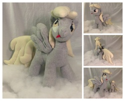 Size: 924x744 | Tagged: safe, artist:werdkcub, derpy hooves, pony, g4, :p, irl, photo, plushie, smiling, solo, tongue out