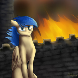 Size: 700x700 | Tagged: safe, artist:goldenwoof, oc, oc only, pegasus, pony, fire