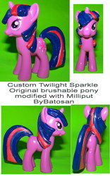 Size: 1500x2411 | Tagged: safe, artist:batosan, twilight sparkle, pony, unicorn, g4, brushable, customized toy, irl, photo, solo, toy, unicorn twilight