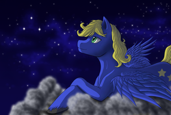 Size: 2000x1343 | Tagged: safe, artist:anadukune, oc, oc only, pony, cloud, cloudy, night, sky, solo