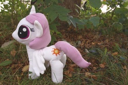 Size: 3280x2174 | Tagged: safe, artist:agony-roses, princess celestia, alicorn, pony, g4, cewestia, cute, female, filly, grass, irl, outdoors, photo, pink-mane celestia, plushie, solo, young celestia