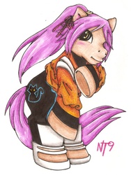 Size: 1458x1938 | Tagged: safe, artist:neotokyo9, pony, bleach (manga), ponified, shihouin yoruichi, solo, traditional art