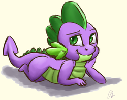 Size: 1502x1188 | Tagged: safe, artist:rainbowrifle, spike, g4, mr. spike is trying to seduce us