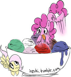 Size: 500x539 | Tagged: safe, artist:inzuki, fluttershy, pinkie pie, g4, 30 minute art challenge, ice cream