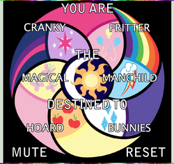 Size: 828x780 | Tagged: safe, applejack, fluttershy, pinkie pie, rainbow dash, rarity, twilight sparkle, rabbit, g4, destiny generator, fanon, mane six, meme