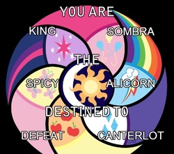 Size: 596x528 | Tagged: safe, king sombra, alicorn, pony, g4, canterlot, destiny generator, meme, text