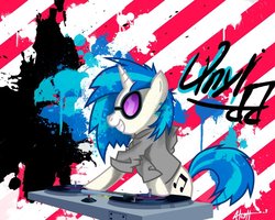 Size: 900x720 | Tagged: safe, artist:anon3mau5, dj pon-3, vinyl scratch, pony, g4, clothes, jacket, solo, turntable