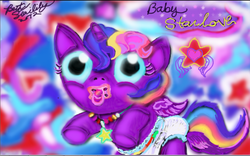 Size: 862x538 | Tagged: safe, artist:starlily77, oc, oc only, alicorn, pony, alicorn oc, baby, diaper, foal, stars