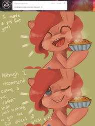Size: 934x1237 | Tagged: dead source, safe, artist:dhui, pinkie pie, ask tired pie, g4, ask, pie, tumblr