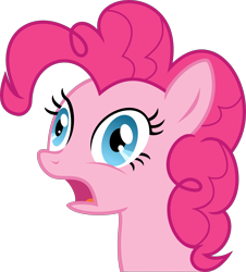 Size: 3217x3563 | Tagged: safe, artist:flizzick, pinkie pie, earth pony, pony, g4, too many pinkie pies, bust, derp, face, female, frown, gasp, mare, open mouth, shocked, simple background, solo, transparent background, vector, wide eyes