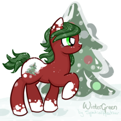 Size: 900x900 | Tagged: safe, artist:spatialheather, oc, oc only, earth pony, pony, christmas, hearth's warming eve, simple background, snow, snowfall, transparent background, tree