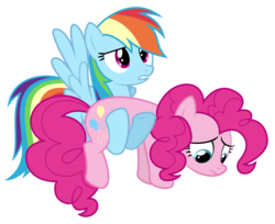 Size: 4471x3640 | Tagged: safe, artist:puetsua, pinkie pie, rainbow dash, g4, too many pinkie pies, carrying, simple background, transparent background, vector