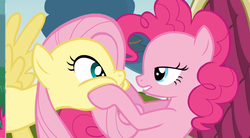 Size: 1307x720 | Tagged: safe, screencap, fluttershy, pinkie pie, g4, too many pinkie pies, out of context