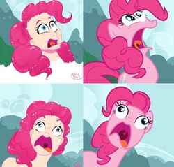 Size: 1047x1000 | Tagged: safe, artist:redmisa, screencap, pinkie pie, human, g4, too many pinkie pies, clone, faic, female, humanized, open mouth, pinkie clone, pinkie frogmouth, scene interpretation, screencap reference, solo