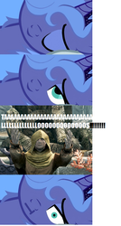 Size: 516x965 | Tagged: safe, princess luna, g4, :t, exploitable meme, meme, s1 luna, skyrim, sleeping, the elder scrolls, wut face