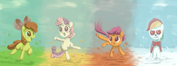 Size: 1620x600 | Tagged: safe, artist:assasinmonkey, apple bloom, scootaloo, sweetie belle, g4, cutie mark crusaders, snowpony