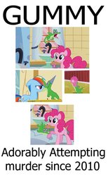 Size: 610x992 | Tagged: safe, gummy, pinkie pie, rainbow dash, g4, image macro