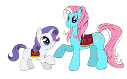 Size: 1200x753 | Tagged: safe, artist:ambrosebuttercrust, minty, rarity, earth pony, pony, unicorn, g3, g4, duo, duo female, female, g3 to g4, generation leap, mare, simple background, transparent background