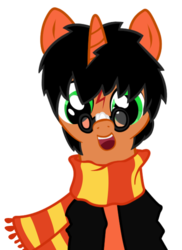 Size: 438x602 | Tagged: safe, artist:nun2artzy, clothes, glasses, harry potter, harry potter (series), ponified, scarf, simple background, transparent background