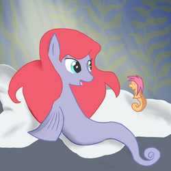 Size: 900x900 | Tagged: safe, artist:heireau, sea pony, ponified, the little mermaid