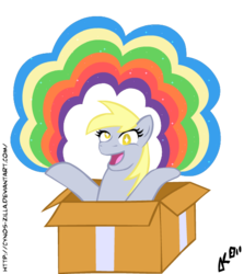 Size: 540x605 | Tagged: safe, artist:cynos-zilla, derpy hooves, pegasus, pony, g4, box, female, idiot box, mare, solo, spongebob squarepants