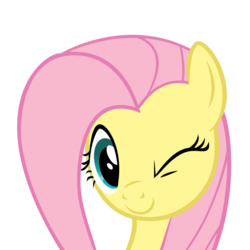 Size: 900x900 | Tagged: safe, fluttershy, pegasus, pony, g4, female, mare, reaction image, simple background, solo, transparent background, wink