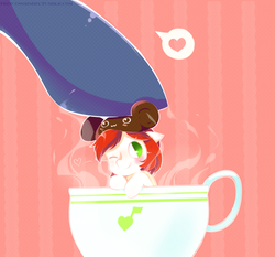 Size: 1280x1191 | Tagged: safe, artist:princessmisery, oc, oc only, pony, abstract background, all levels at once, alllevelsatonce, cup, cup of pony, drink, heart, micro, paleosteno, pictogram, teacup