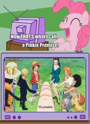 Size: 700x960 | Tagged: safe, pinkie pie, earth pony, pony, g4, brook, exploitable meme, meme, monkey d. luffy, nami, nico robin, one piece, pinkie promise, princess shirahoshi, pun, tony tony chopper, tv meme, usopp, vinsmoke sanji