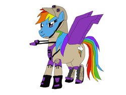 Size: 900x675 | Tagged: safe, rainbow dash, g4, blitzwing, cosplay, pun, rainbow blitz, transformers, transformers animated