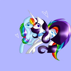 Size: 2500x2500 | Tagged: safe, artist:smilethekitty, rainbow dash, rarity, g4, collar, cutie mark collar, female, heart, lesbian, ship:raridash, shipping