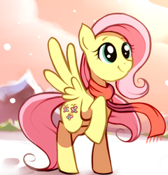 Size: 453x472 | Tagged: safe, artist:karzahnii, fluttershy, pony, g4, clothes, cropped, female, scarf, solo