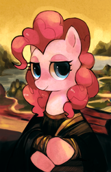 Size: 555x855 | Tagged: dead source, safe, artist:suikuzu, pinkie pie, earth pony, pony, g4, beautiful, bedroom eyes, featured image, female, fine art parody, lidded eyes, looking at you, mare, mona lisa, pastiche, reference, solo
