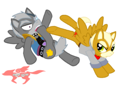 Size: 1401x968 | Tagged: safe, artist:starfox-saiyan, can't let you do that, fox mccloud, ponified, star fox, wolf o'donnell, you're good but i'm better