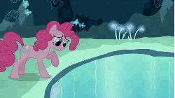 Size: 480x270 | Tagged: safe, screencap, pinkie pie, g4, too many pinkie pies, animated, cave, cave pool, clone, duo, female, mirror pool, pinkie clone