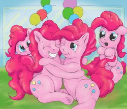 Size: 1220x1050 | Tagged: safe, artist:ratwhiskers, pinkie pie, g4, too many pinkie pies, balloon, clone, pinkie clone
